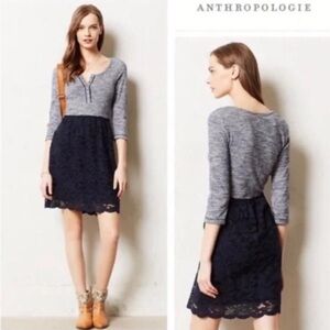 Anthropologie Lilka Marya Navy Blue Stripe Scoop Neck Henley Dress
